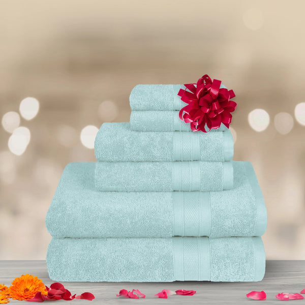 Soft Comfort 6Pc Towel Set, Nile Blue|509 GSM Cotton|Air Rich Technology