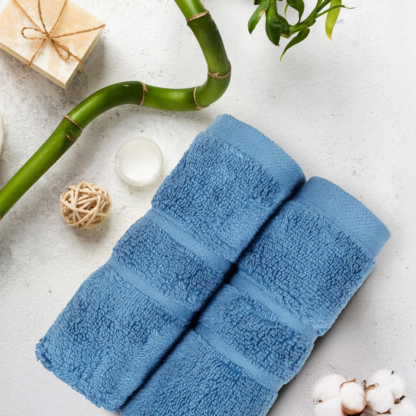 Luxe Home 2Pc Face Towel, Sea Blue| 600 GSM Cotton Bamboo