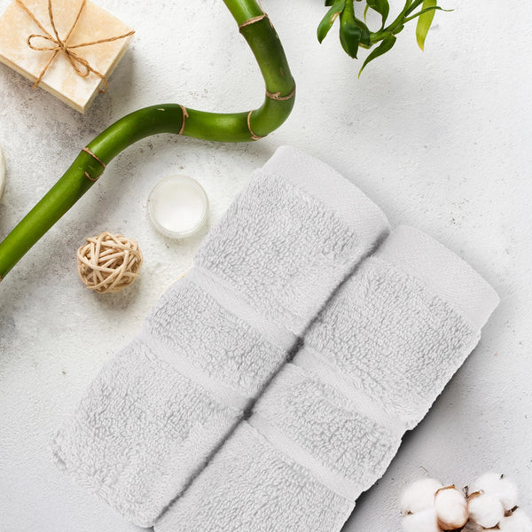 Luxe Home 2Pc Face Towel, Silver| 600 GSM Cotton Bamboo