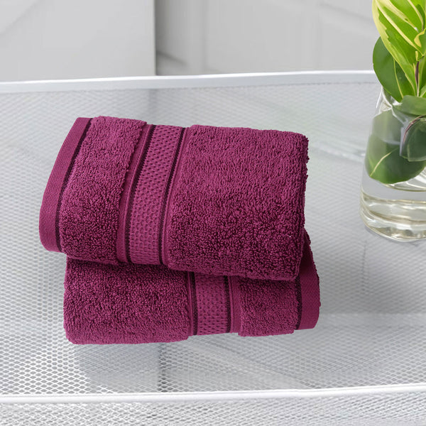 Indulgence 2Pc Hand Towel, Grape Wine|600 GSM Cotton