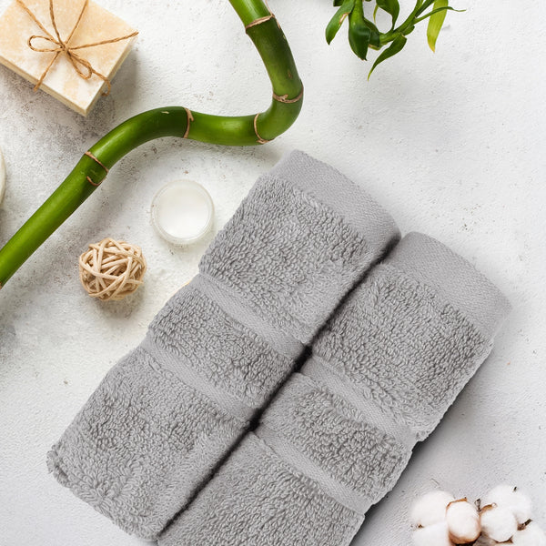 Luxe Home 2Pc Face Towel, Charcoal| 600 GSM Cotton Bamboo