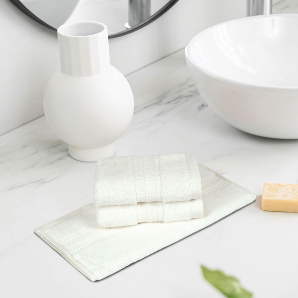 Luxury 3 Pc Face Towel Set, Cashmere Ivory|625 GSM Premium Cotton| Antimicrobial