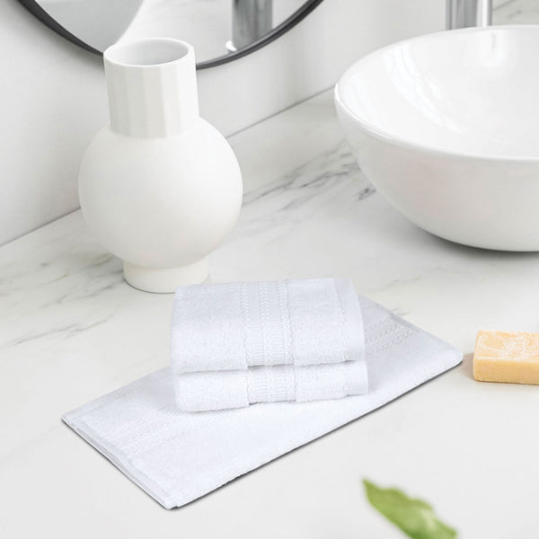 Luxury 3 Pc Face Towel Set, Delice White|625 GSM Premium Cotton| Antimicrobial