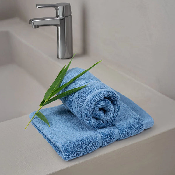 Luxe Home 2Pc Face Towel, Sea Blue| 600 GSM Cotton Bamboo