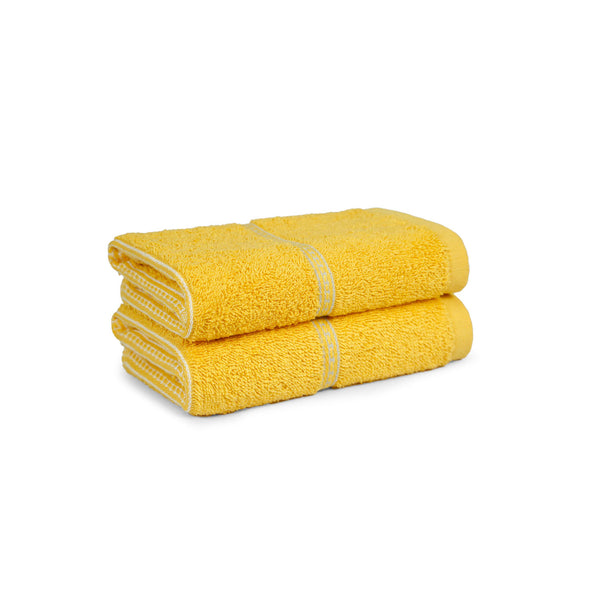 Urban Comfort 2 Pc Hand Towel Set, Drama Yellow| 450 GSM Cotton|Dry Fast
