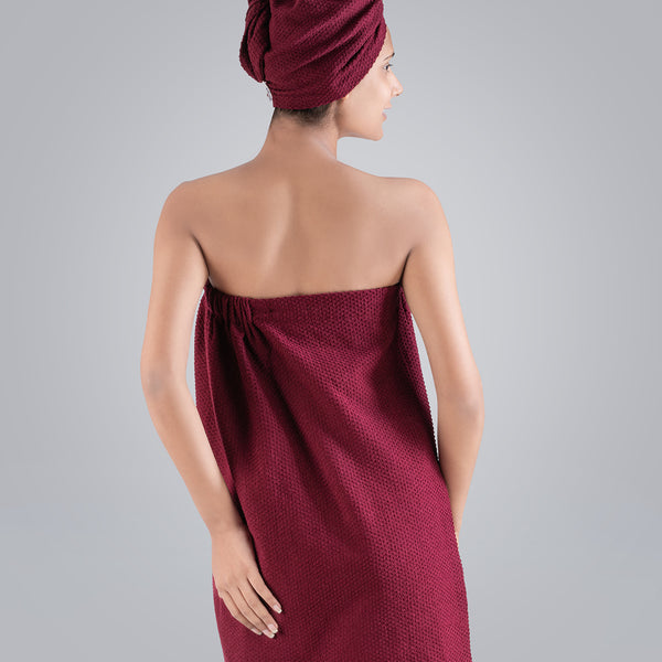 Urban Comfort (Head+Body)Wrap Set, Wine| 240 GSM Cotton