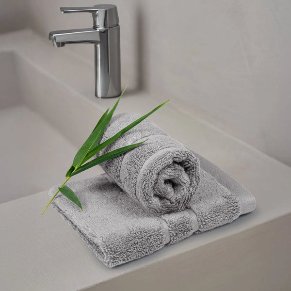 Luxe Home 2Pc Face Towel, Charcoal| 600 GSM Cotton Bamboo
