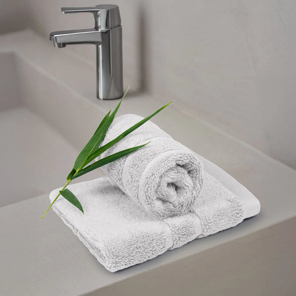 Luxe Home 2Pc Face Towel, Silver| 600 GSM Cotton Bamboo