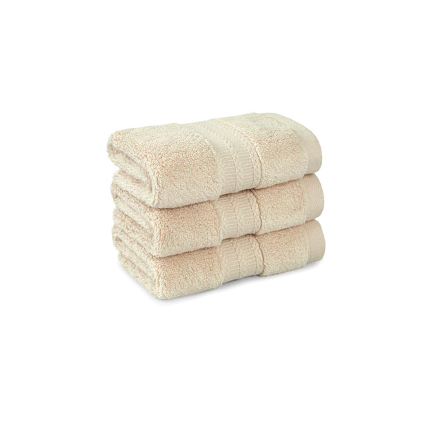 Luxury 3 Pc Face Towel Set, Chiffon Beige|625 GSM Premium Cotton| Antimicrobial