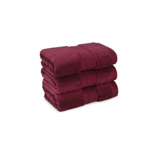 Luxury 3 Pc Face Towel Set, Berry Wine|625 GSM Premium Cotton| Antimicrobial