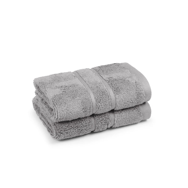 Luxe Home 2Pc Face Towel, Charcoal| 600 GSM Cotton Bamboo