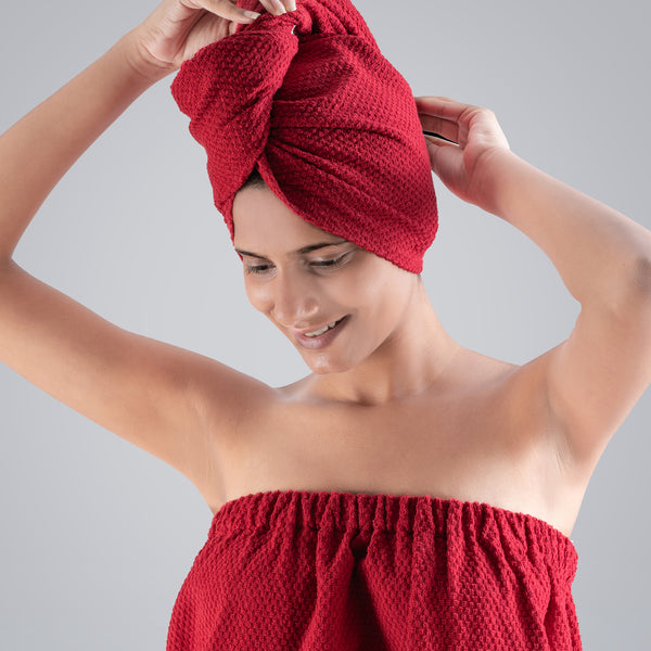 Urban Comfort (Head+Body)Wrap Set, Tango Red| 240 GSM Cotton