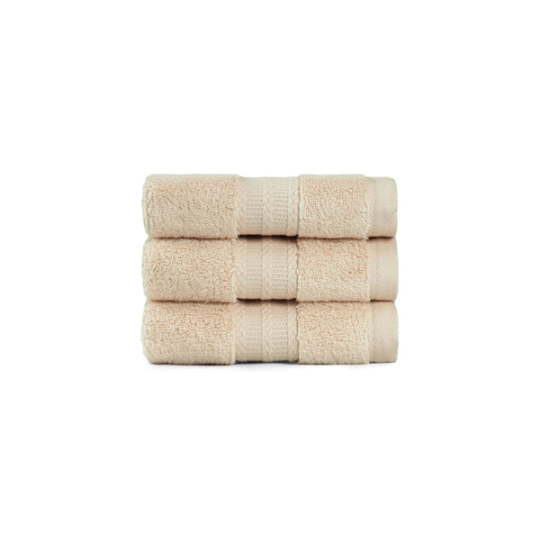 Luxury 3 Pc Face Towel Set, Chiffon Beige|625 GSM Premium Cotton| Antimicrobial