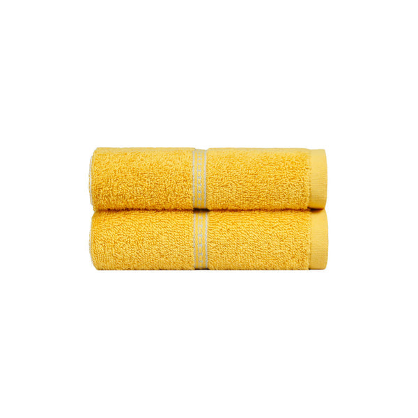 Urban Comfort 2 Pc Hand Towel Set, Drama Yellow| 450 GSM Cotton|Dry Fast