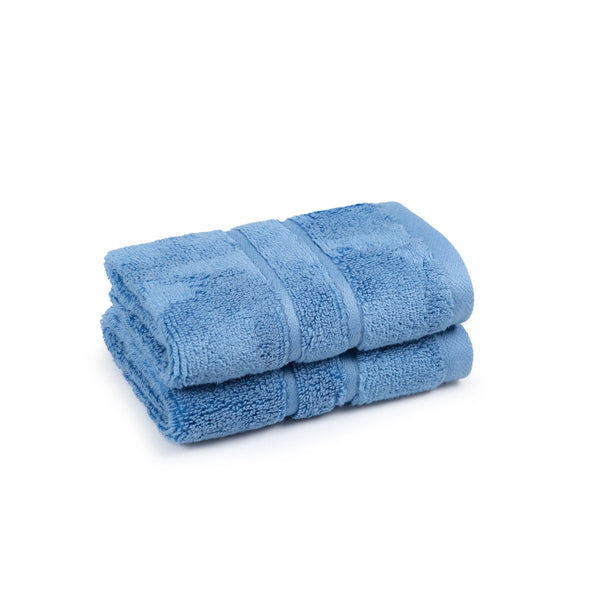 Luxe Home 2Pc Face Towel, Sea Blue| 600 GSM Cotton Bamboo