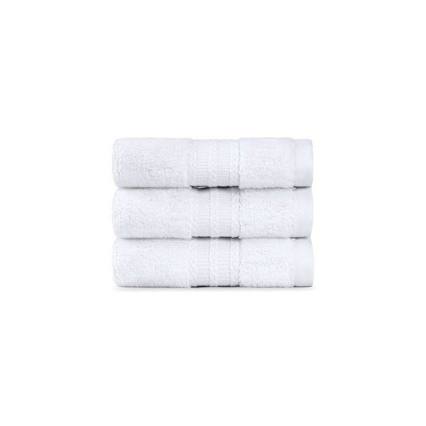 Luxury 3 Pc Face Towel Set, Delice White|625 GSM Premium Cotton| Antimicrobial