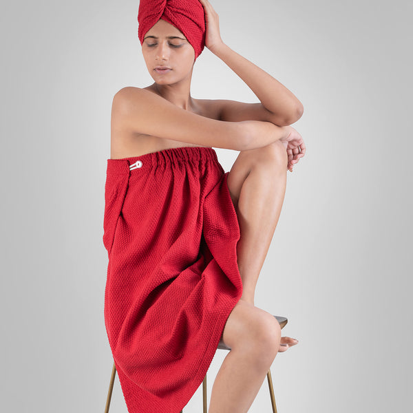 Urban Comfort (Head+Body)Wrap Set, Tango Red| 240 GSM Cotton