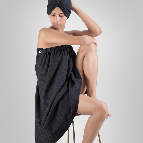 Urban Comfort (Head+Body)Wrap Set, Shoe Black| 240 GSM Cotton