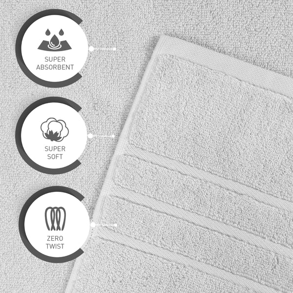 Luxe Home 2Pc Face Towel, Silver| 600 GSM Cotton Bamboo