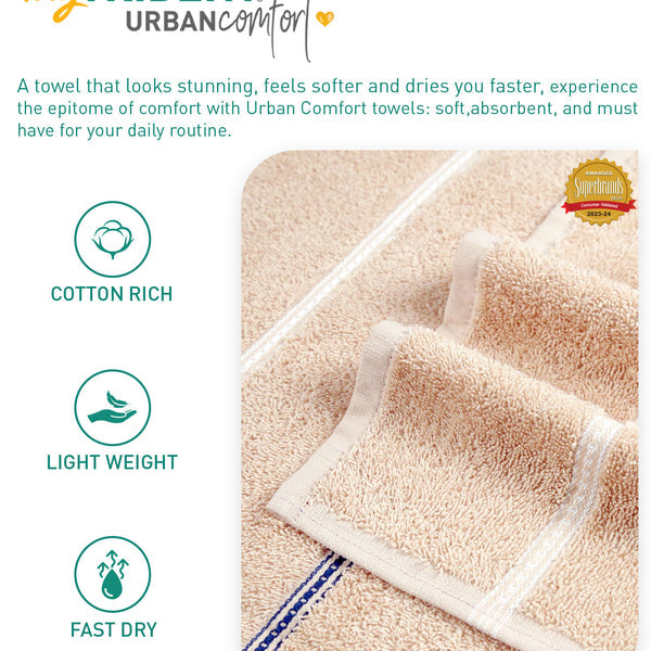 Urban Comfort 2 Pc Hand Towel Set,Hexa Brown| 450 GSM Cotton|Dry Fast