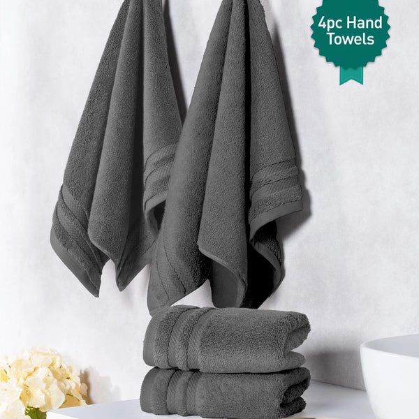Luxury 4 Piece Hand Towels, 625 Gsm,Charcoal