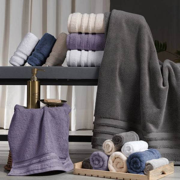 Luxury 6 PC Face Towel Set, Charcoal|625 GSM Cotton|Anti Microbial