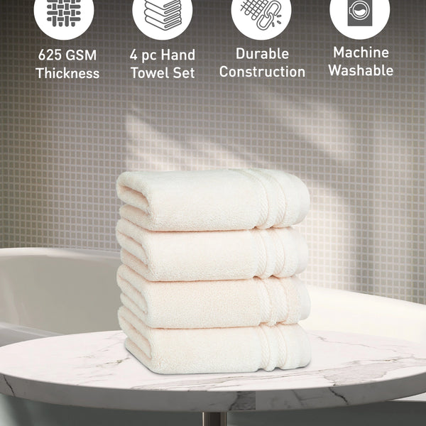 Luxury 4 Piece Hand Towels, 625 Gsm,Linen
