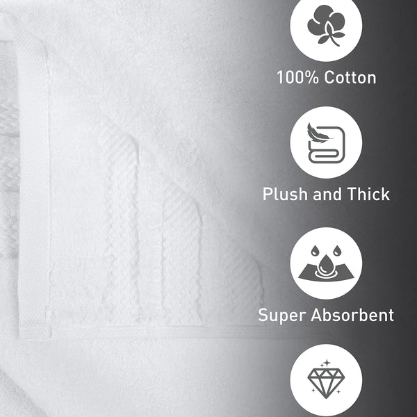 Luxury 6 PC Face Towel Set, White|625 GSM Cotton|Anti Microbial