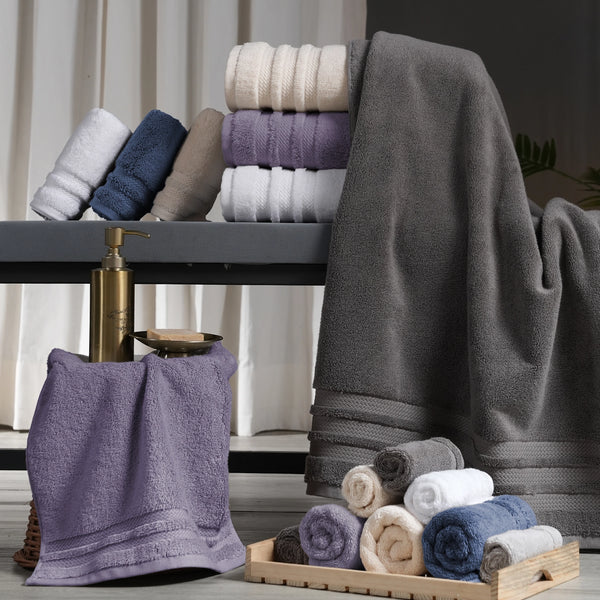 Luxury 6 PC Face Towel Set, Navy|625 GSM Cotton|Anti Microbial