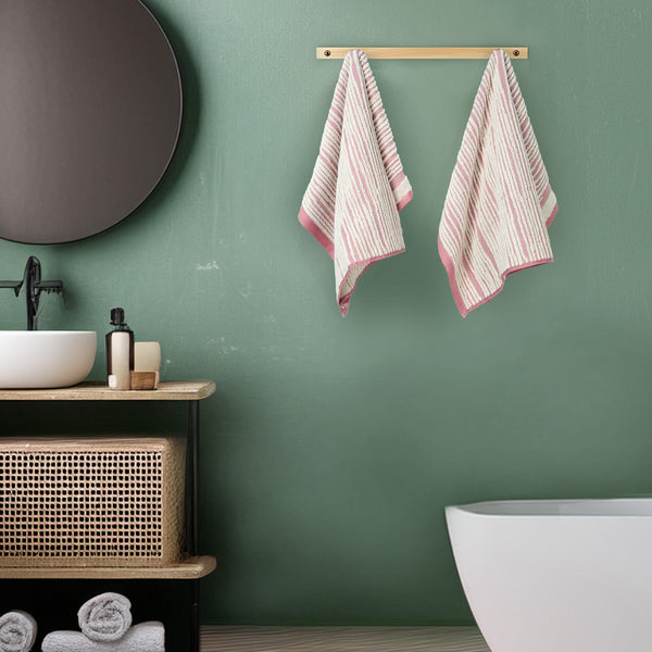 Indulgence Painterly Patterns 2 Pc Hand Towel Set, Dahlia |575 GSM Cotton