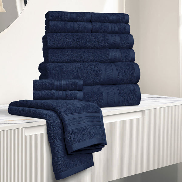 Soft Comfort 12Pc Towel Set, Navy|509 GSM Cotton|Air Rich Technology