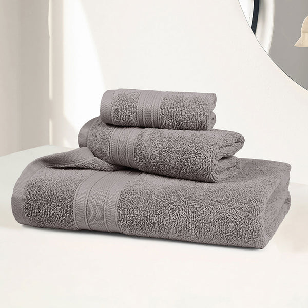 Soft Comfort 3Pc Towel Set, Charcoal|509 GSM Cotton|Air Rich Technology