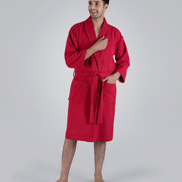 Urban Comfort Unisex Large Bathrobe, Tango Red| 240 GSM Cotton