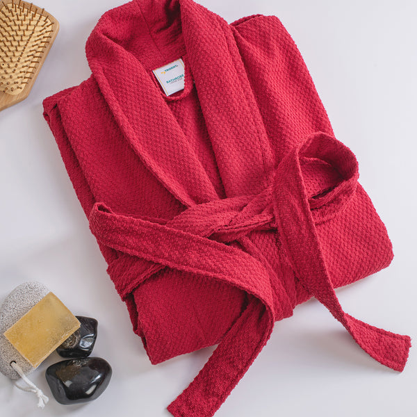 Urban Comfort Unisex Large Bathrobe, Tango Red| 240 GSM Cotton
