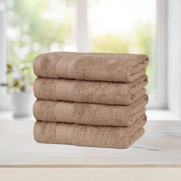 Soft Comfort 4Pc Hand Towel Set, Acron Brown|509 GSM Cotton|Air Rich Technology