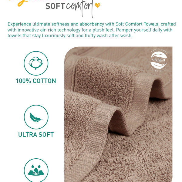 Soft Comfort 4Pc Hand Towel Set, Acron Brown|509 GSM Cotton|Air Rich Technology