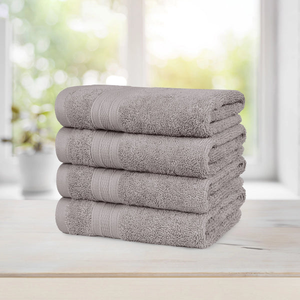 Soft Comfort 4Pc Hand Towel Set, Charcoal|509 GSM Cotton|Air Rich Technology