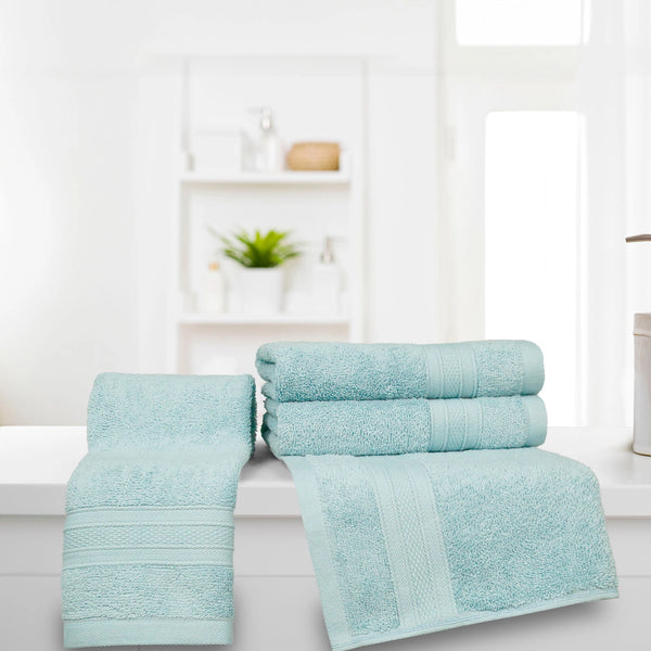 Soft Comfort 4Pc Hand Towel Set, Nile Blue|509 GSM Cotton|Air Rich Technology
