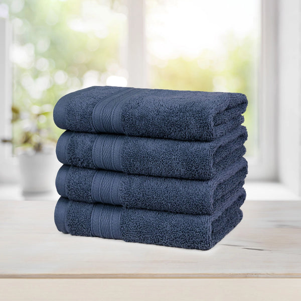 Soft Comfort 4Pc Hand Towel Set,Navy Blue|509 GSM Cotton|Air Rich Technology