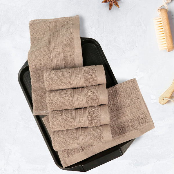 Soft Comfort 6Pc Face Towel Set, Acron,Brown|509 GSM Cotton|Air Rich Technology