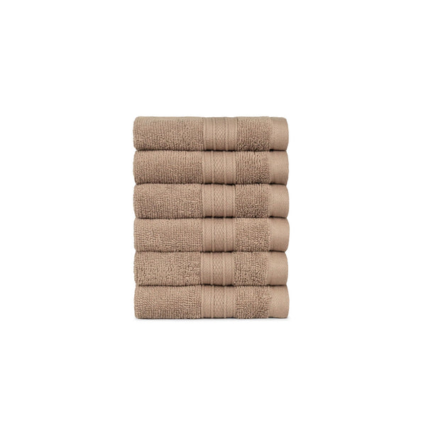 Soft Comfort 6Pc Face Towel Set, Acron,Brown|509 GSM Cotton|Air Rich Technology