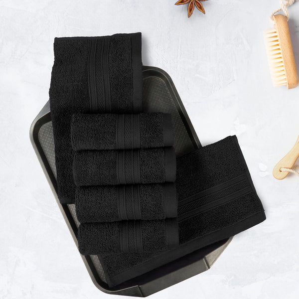 Soft Comfort 6Pc Face Towel Set, Black|509 GSM Cotton|Air Rich Technology