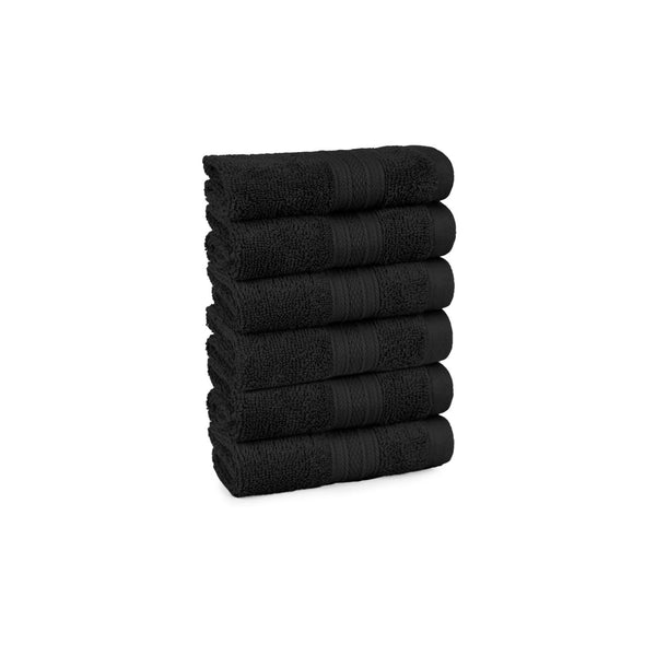 Soft Comfort 6Pc Face Towel Set, Black|509 GSM Cotton|Air Rich Technology