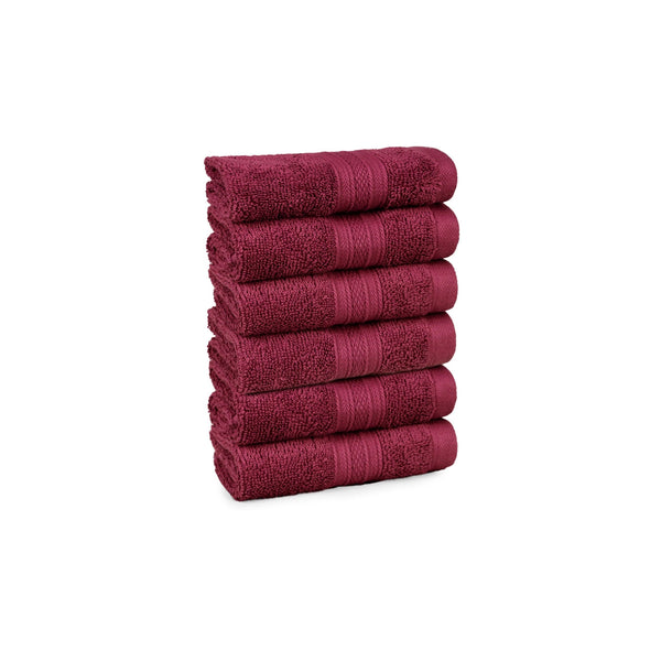 Soft Comfort 6Pc Face Towel Set, Red Wine|509 GSM Cotton|Air Rich Technology