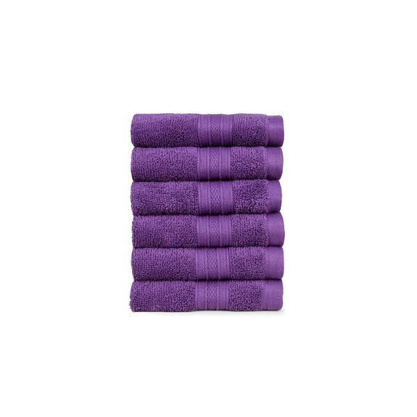Soft Comfort 6Pc Face Towel Set,Plum,Purple|509 GSM Cotton|Air Rich Technology