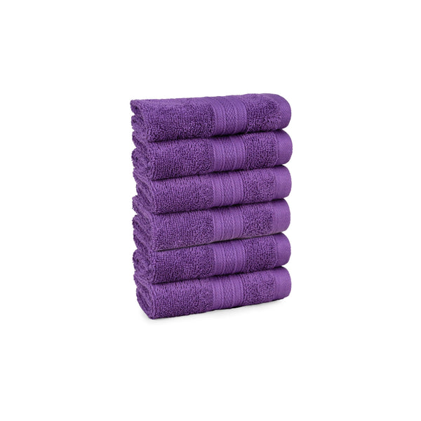 Soft Comfort 6Pc Face Towel Set,Plum,Purple|509 GSM Cotton|Air Rich Technology