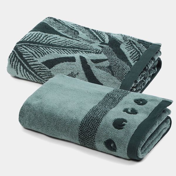 Shivan & Narresh 2Pc Bath Towel Gift Set, Palmera|400 TC Cotton