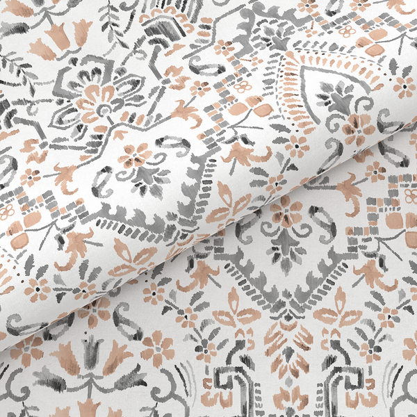 Carnival Ornate Queen Bedsheet, Mehandi Rust |144 TC Cotton| 2 Pillow Covers