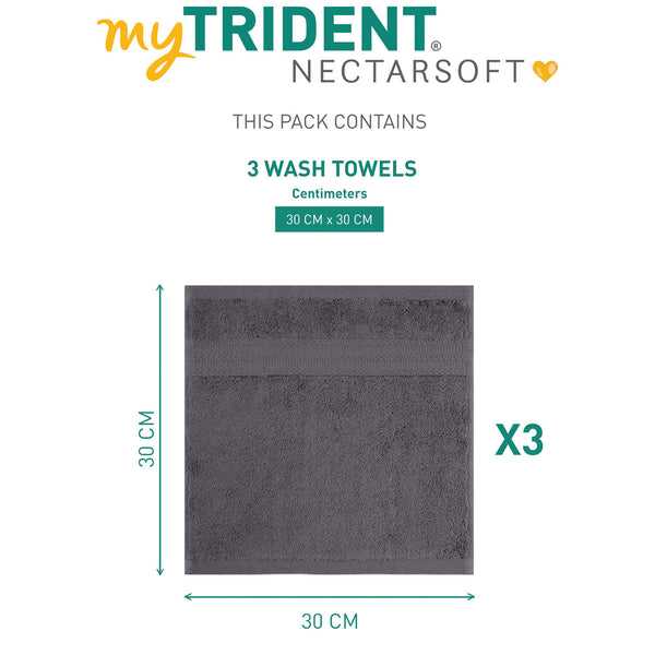 Luxury 3 Pc Face Towel Set, Ash Grey|625 GSM Premium Cotton| Antimicrobial