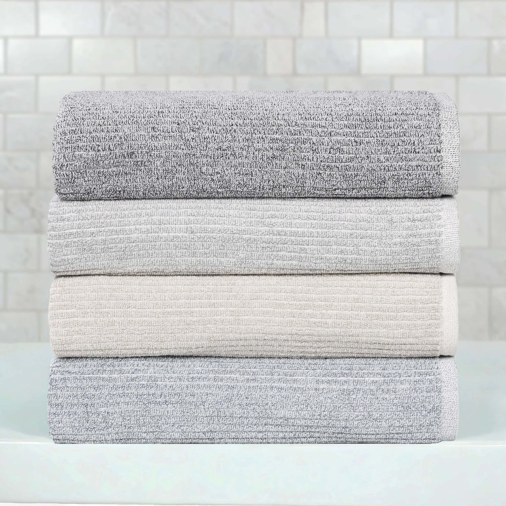 Destin Viscose Cotton Blend Medium Weight Textured Ribbed Bath Sheets (Set of 2)
